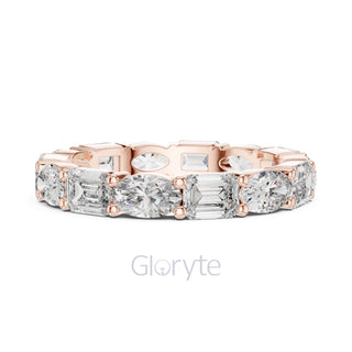 Emerald and Oval Cut Diamond Eternity Band Ring