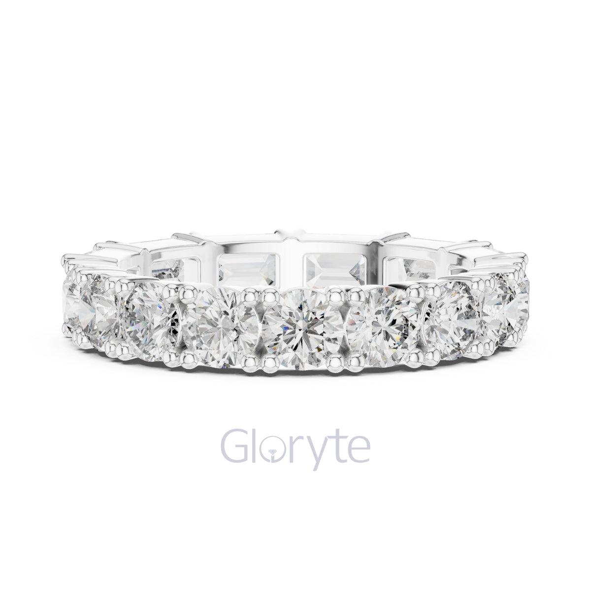 Emerald & Round Diamond Eternity Band