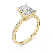 Diamond Engagement Ring with Hidden Halo & Pave Band