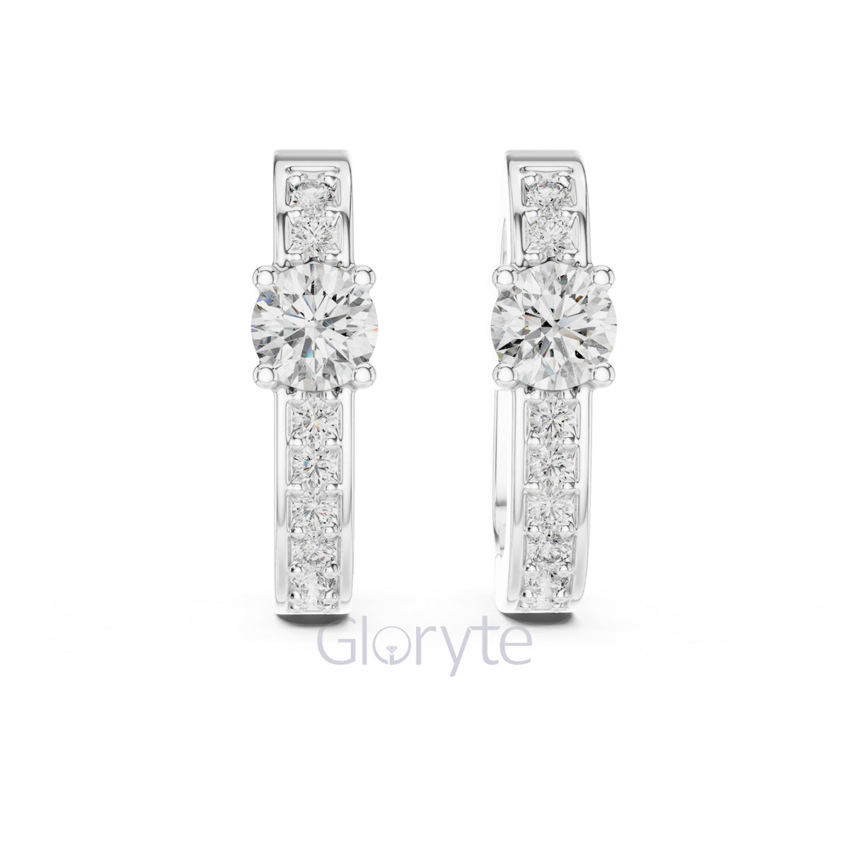 Classic Round Solitaire Diamond Hoop Earrings