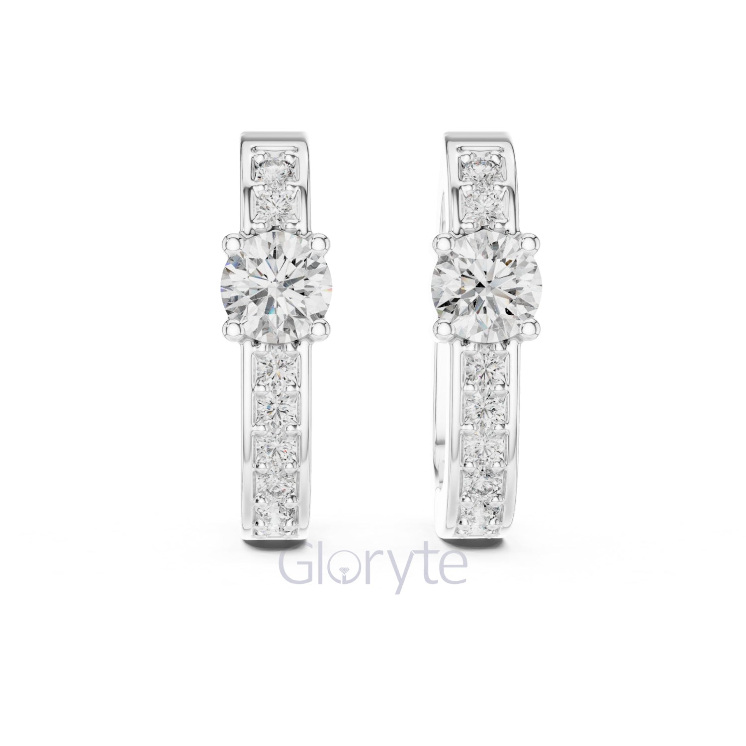 Classic Round Solitaire Diamond Hoop Earrings