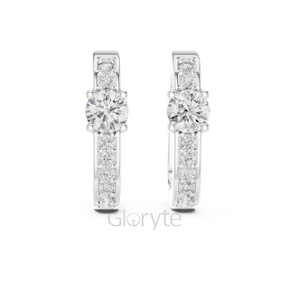 Classic Round Solitaire Diamond Hoop Earrings