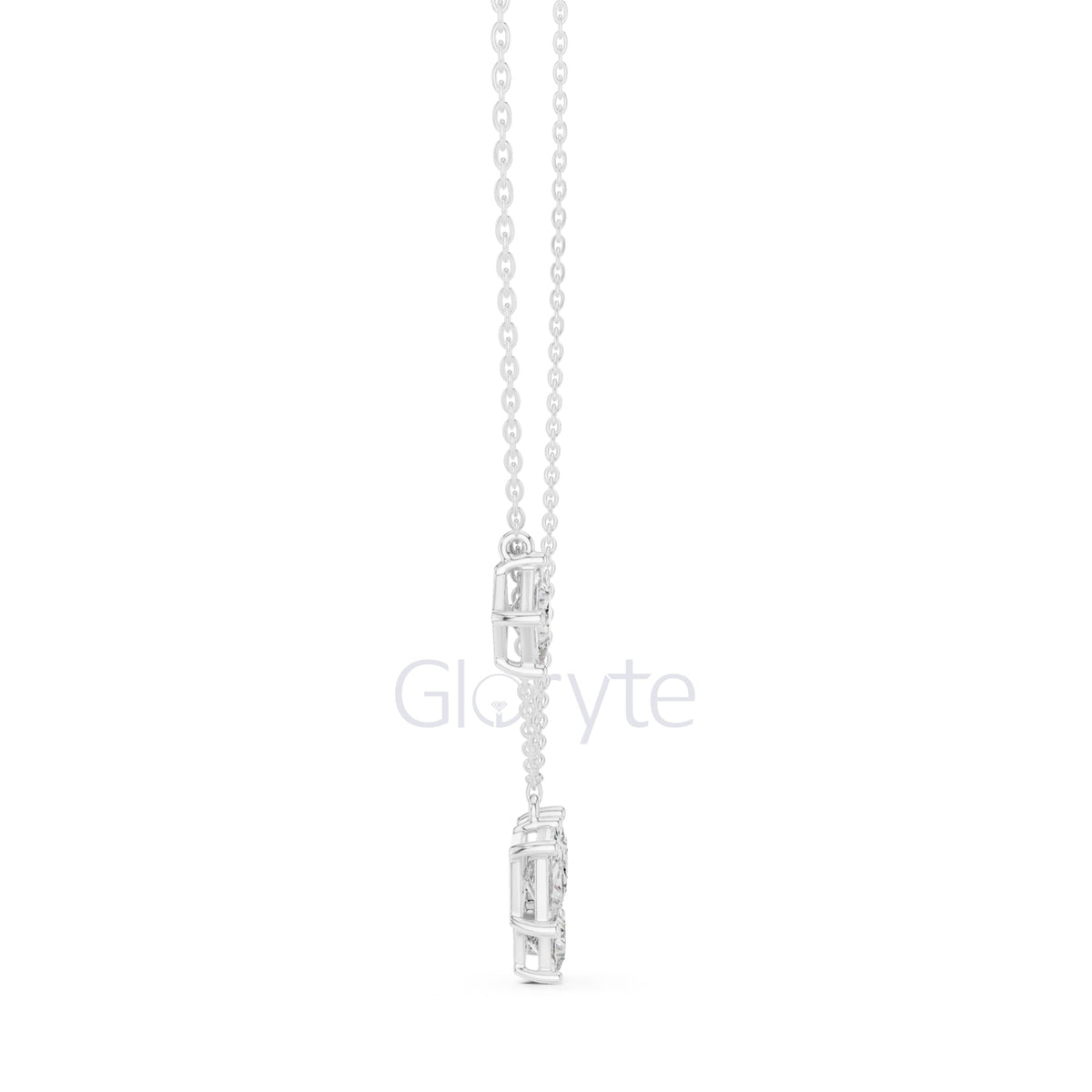 Princess Cluster Diamond Pendant Necklace