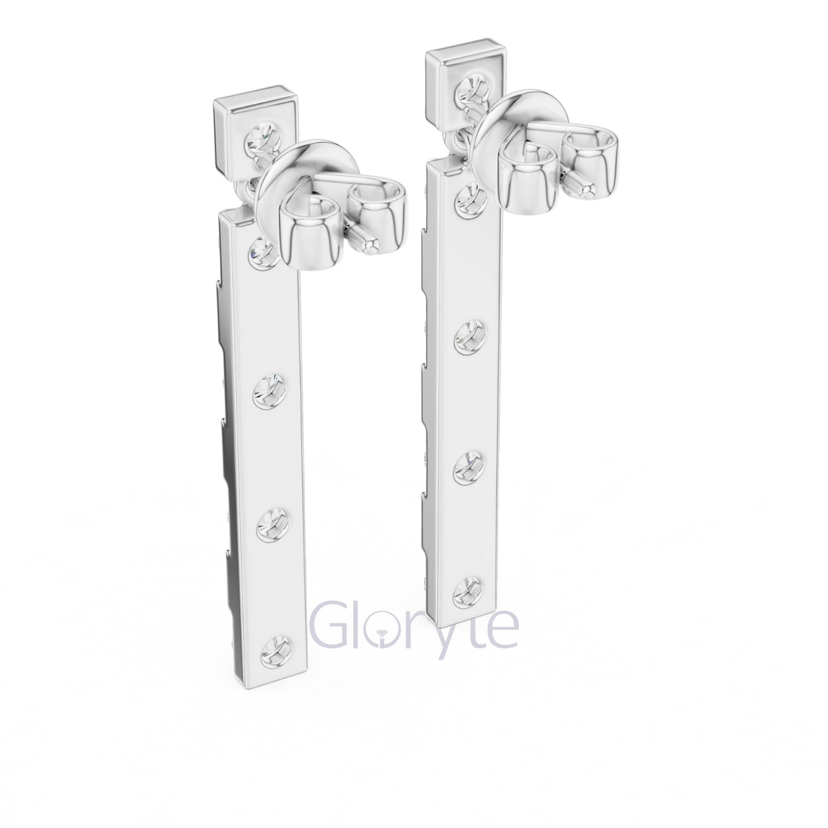 Sleek Diamond Bar Drop Earrings