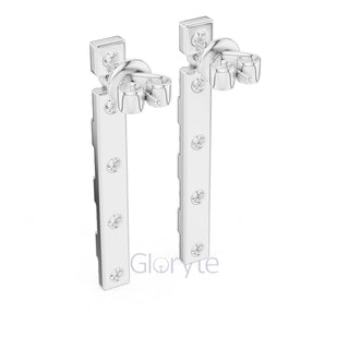 Sleek Diamond Bar Drop Earrings