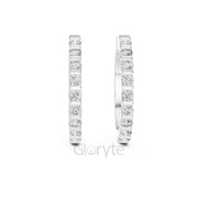 Bar-Set Diamond Hoop Earrings | Classic Round Cut Hoops