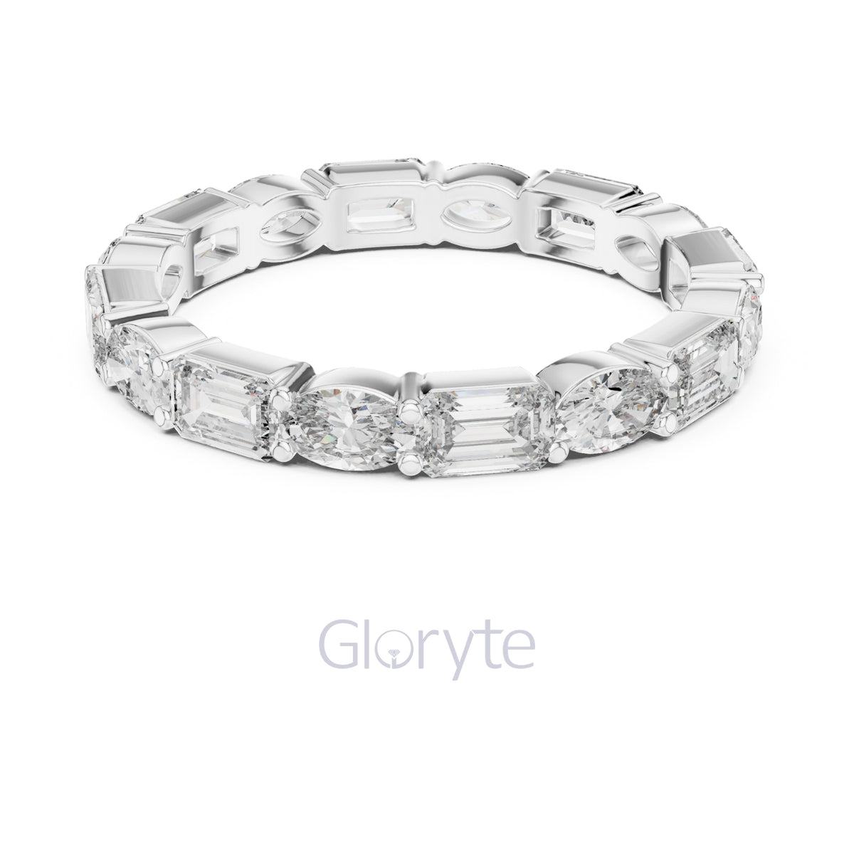 Emerald & Oval Cut Diamond Eternity Band