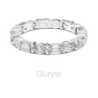 Emerald & Oval Cut Diamond Eternity Band