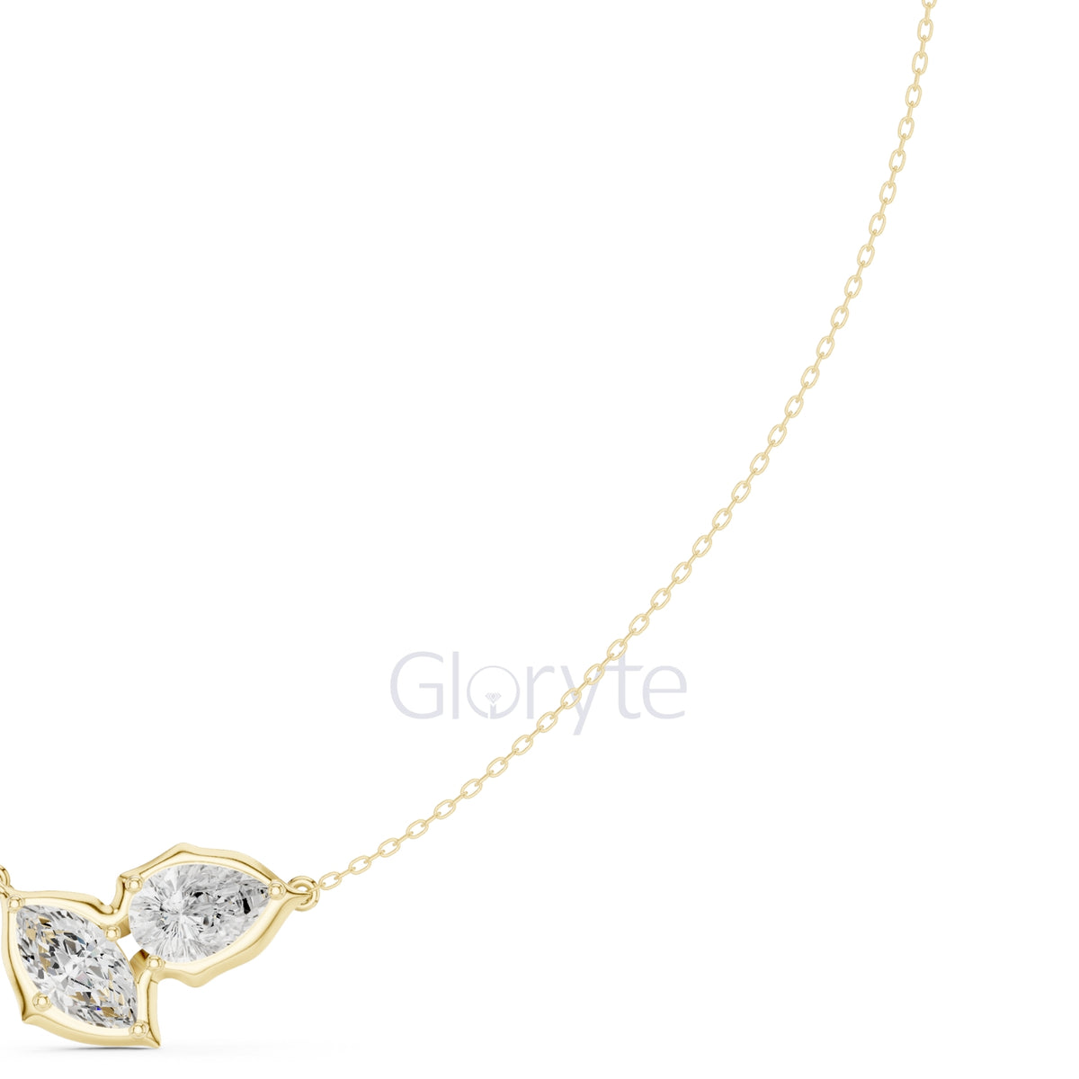 Pear and Marquise Diamond Duo Necklace
