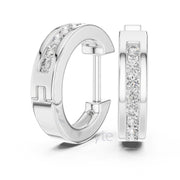 Classic Channel Set Diamond Hoop Earrings
