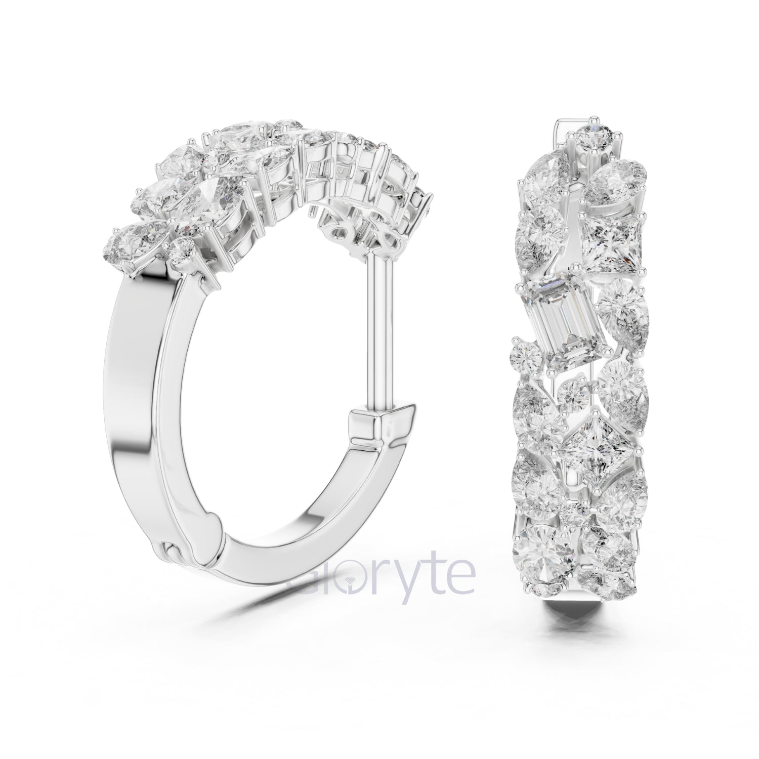 Cluster Diamond Hoop Earrings