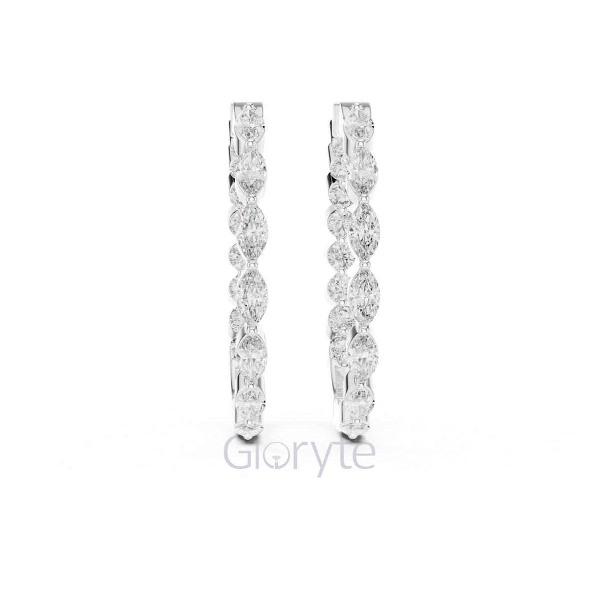 Marquise & Round Diamond Hoop Earrings