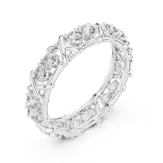 Criss-Cross Diamond Eternity Band – Round Cut