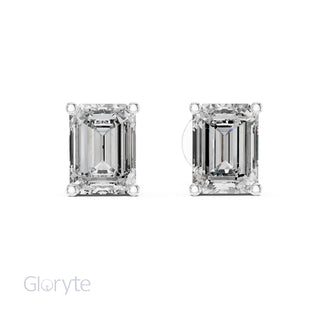Emerald Cut Diamond Stud Earrings