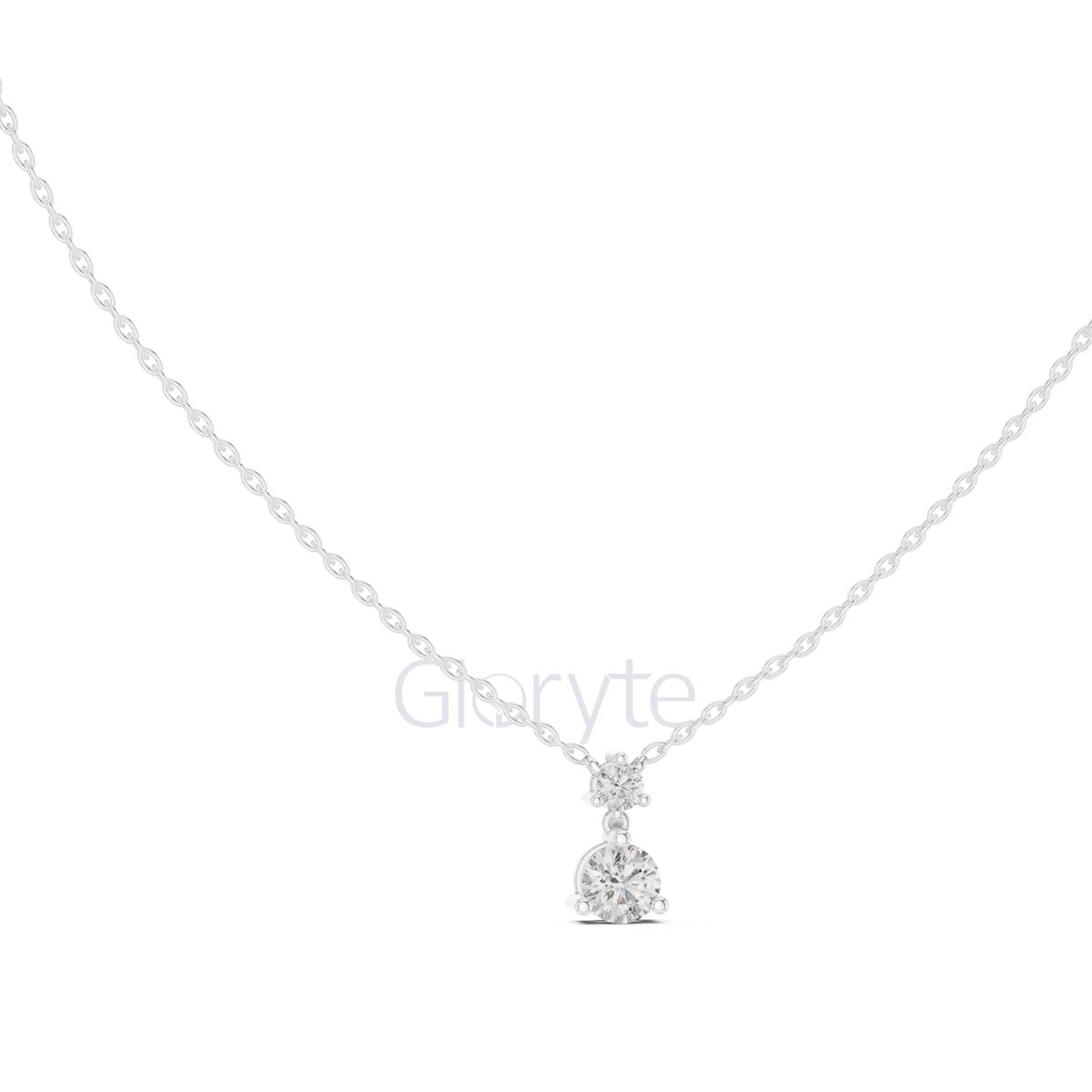 Two Stone Diamond Pendant Necklace