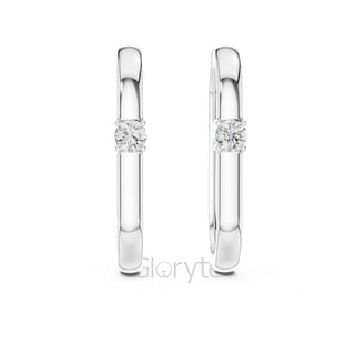 Minimalist Solitaire Hoop Earrings