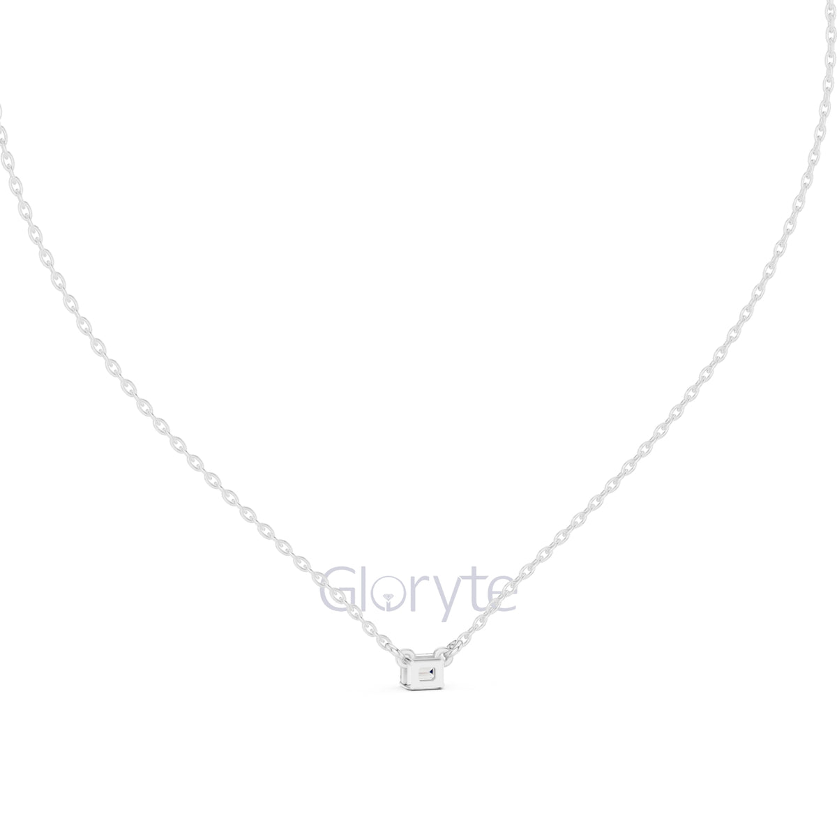 Emerald Cut Solitaire Diamond Pendant Necklace