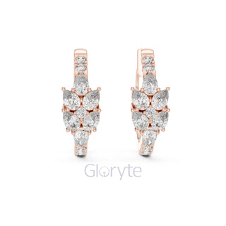 Pear & Round Diamond Hoop Earrings