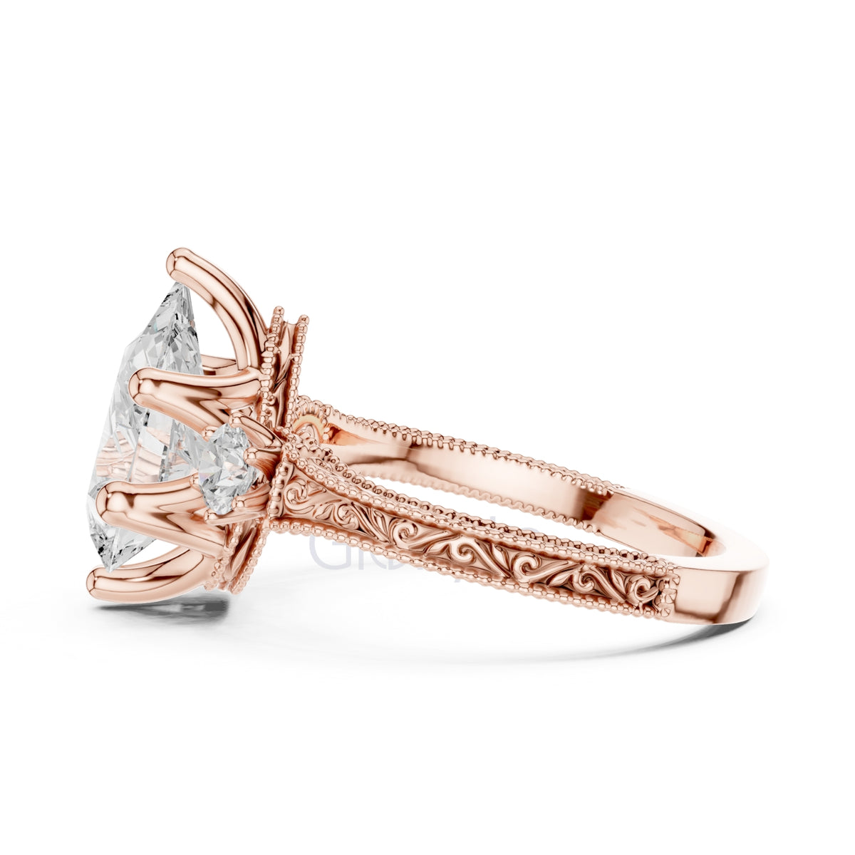 Pear Diamond Vintage Bridal Ring