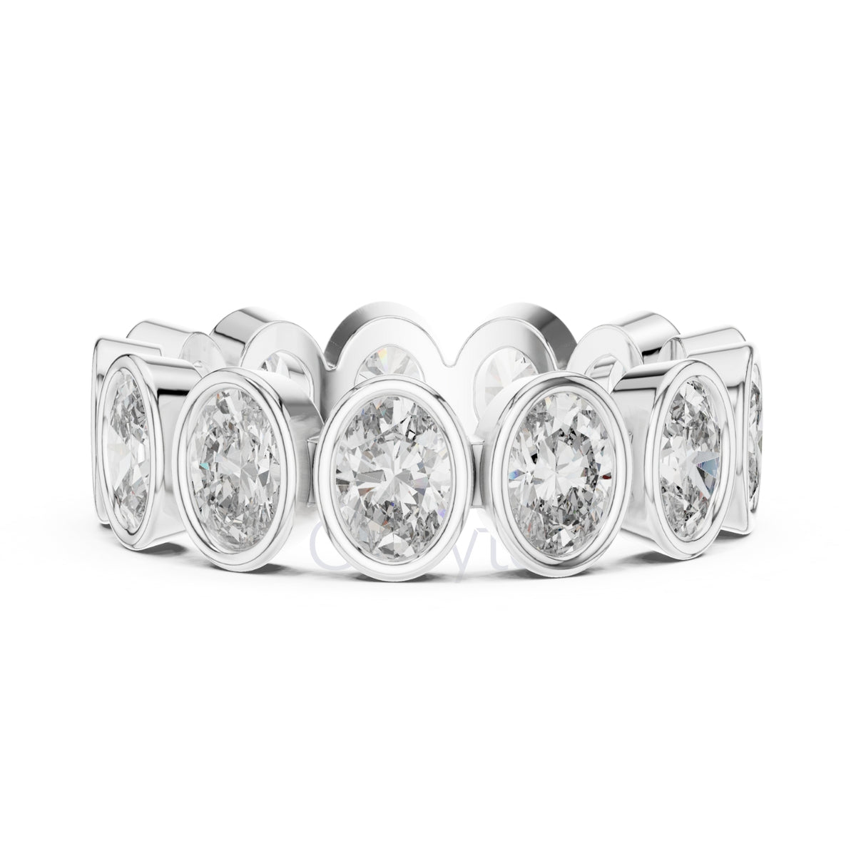 Oval Diamond Bezel-Set Eternity Band