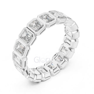 Emerald Cut Bezel Set Eternity Band