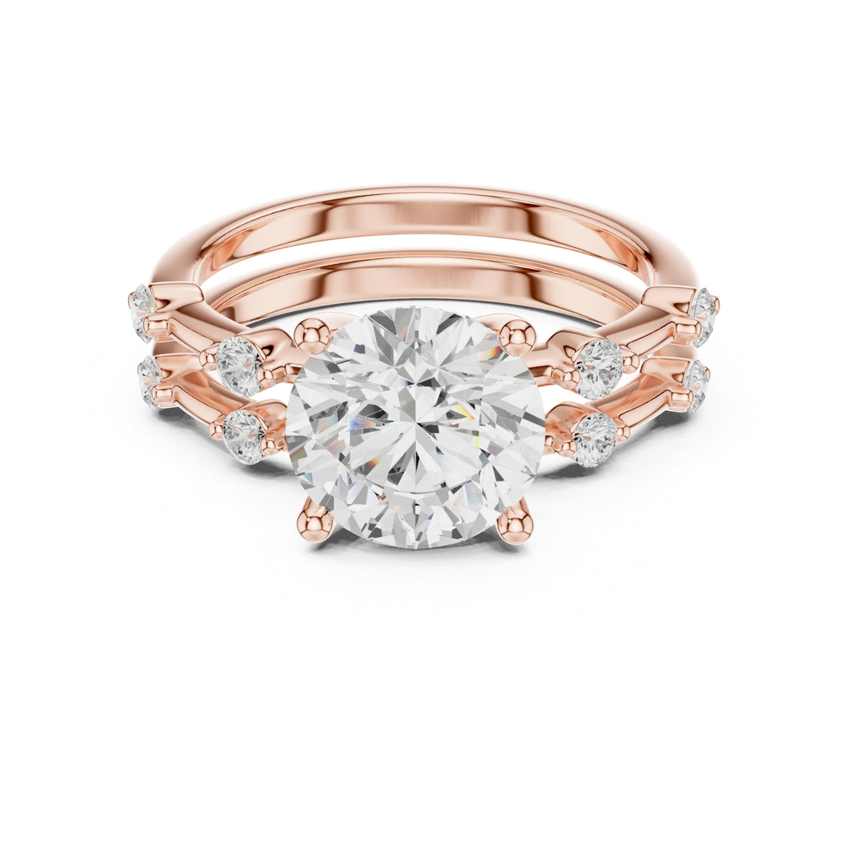 Diamond Bridal Set with Side Stones – 2.86 Carat