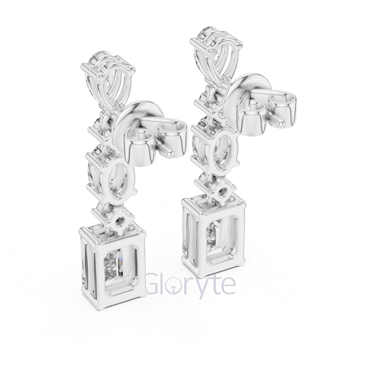 Radiant Cascade Drop Earrings with Mixed Diamond Cuts