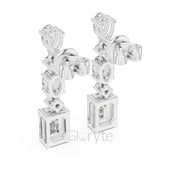 Radiant Cascade Drop Earrings with Mixed Diamond Cuts