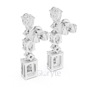 Radiant Cascade Drop Earrings with Mixed Diamond Cuts