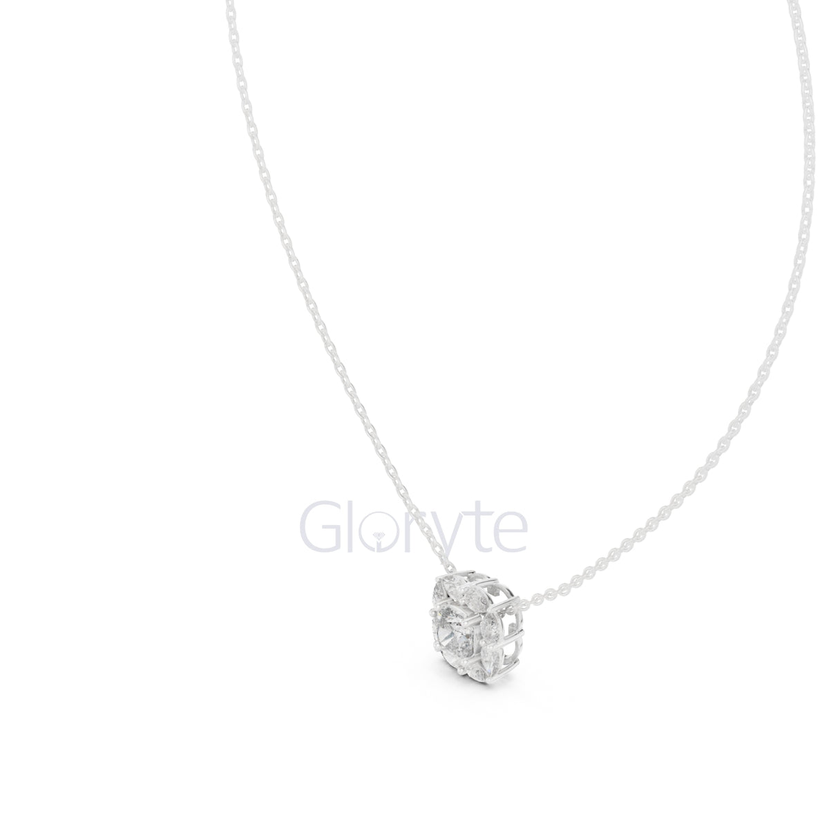 Cushion & Pear Cluster Diamond Pendant Necklace (1.60 CT)