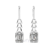 Emerald Elegance Drop Earrings with Trapezoid & Step-Cut Diamonds
