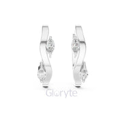 Wavy Marquise Diamond Hoop Earrings
