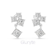 Princess Cut Cascading Diamond Drop Earrings – Modern Geometric Elegance
