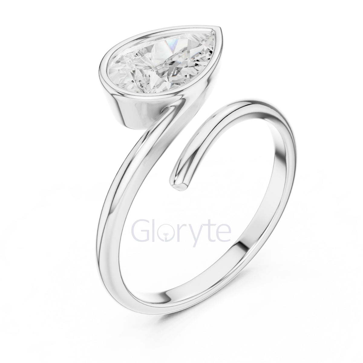 Pear Diamond Bypass Pinky Engagement Ring