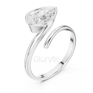 Pear Diamond Bypass Pinky Engagement Ring