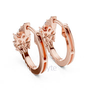 Pear & Round Diamond Hoop Earrings