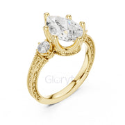 Pear Diamond Vintage Bridal Ring