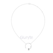 Open Circle Diamond Necklace with Emerald & Round Cut Accents