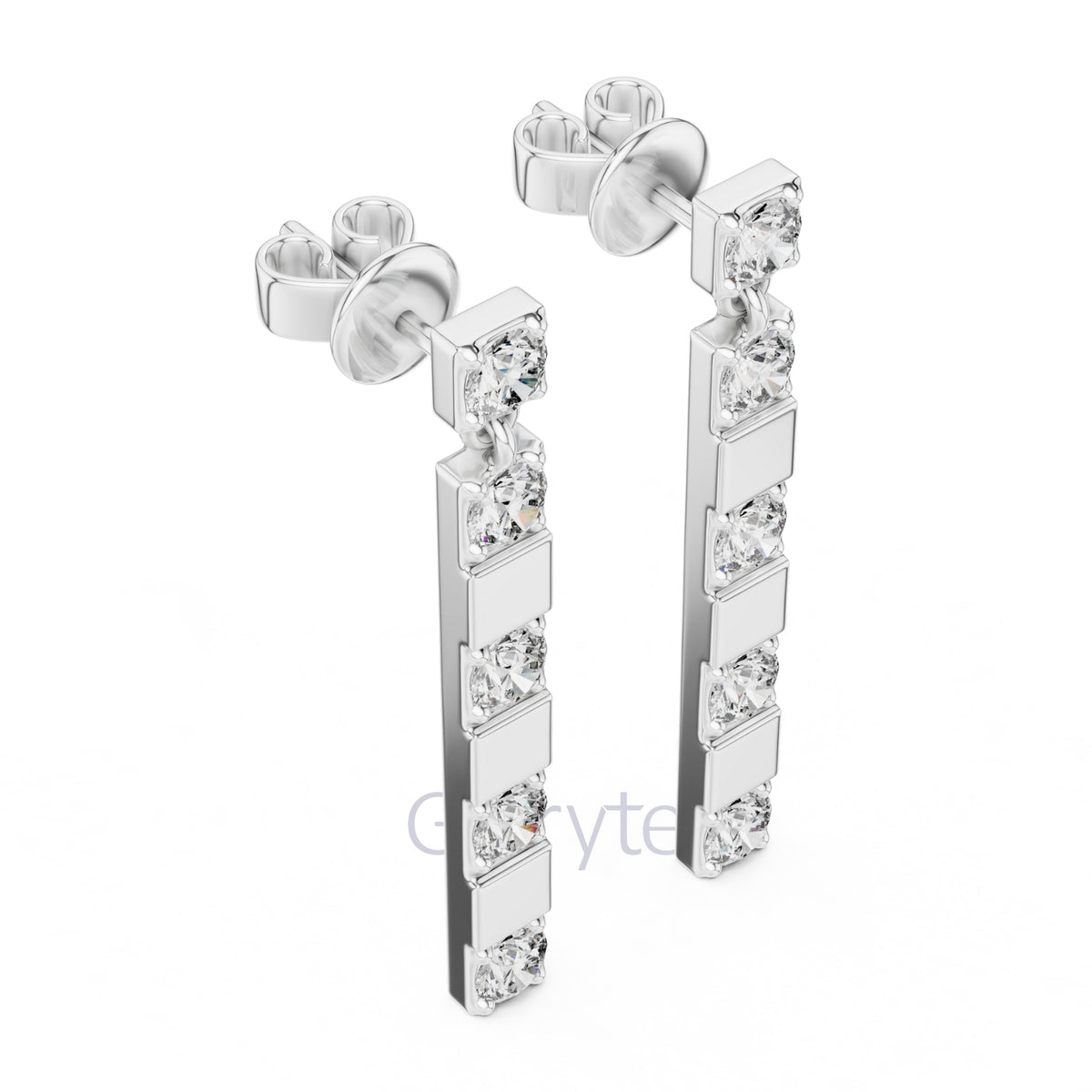 Sleek Diamond Bar Drop Earrings