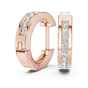 Classic Channel Set Diamond Hoop Earrings