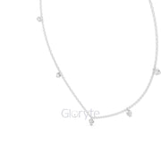 Minimalist Diamond Station Necklace with Round & Baguette Cut Diamonds – Includes Chain