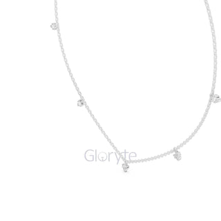 Minimalist Diamond Station Necklace with Round & Baguette Cut Diamonds – Includes Chain