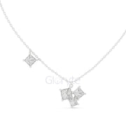 Princess Cluster Diamond Pendant Necklace