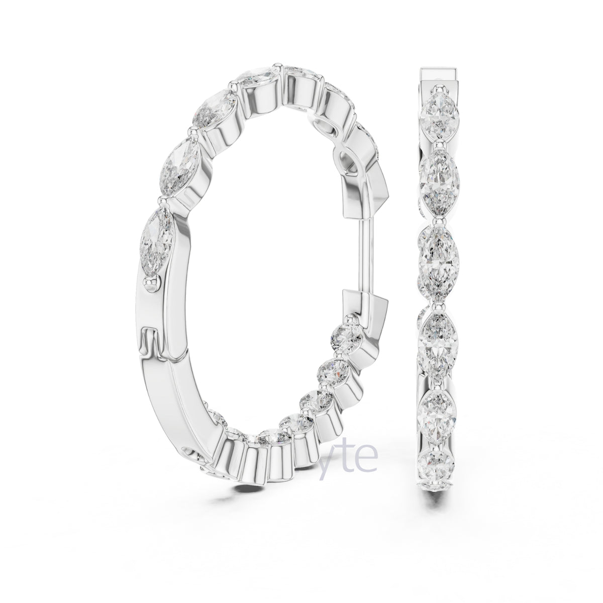 Marquise & Round Diamond Hoop Earrings