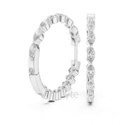 Marquise & Round Diamond Hoop Earrings