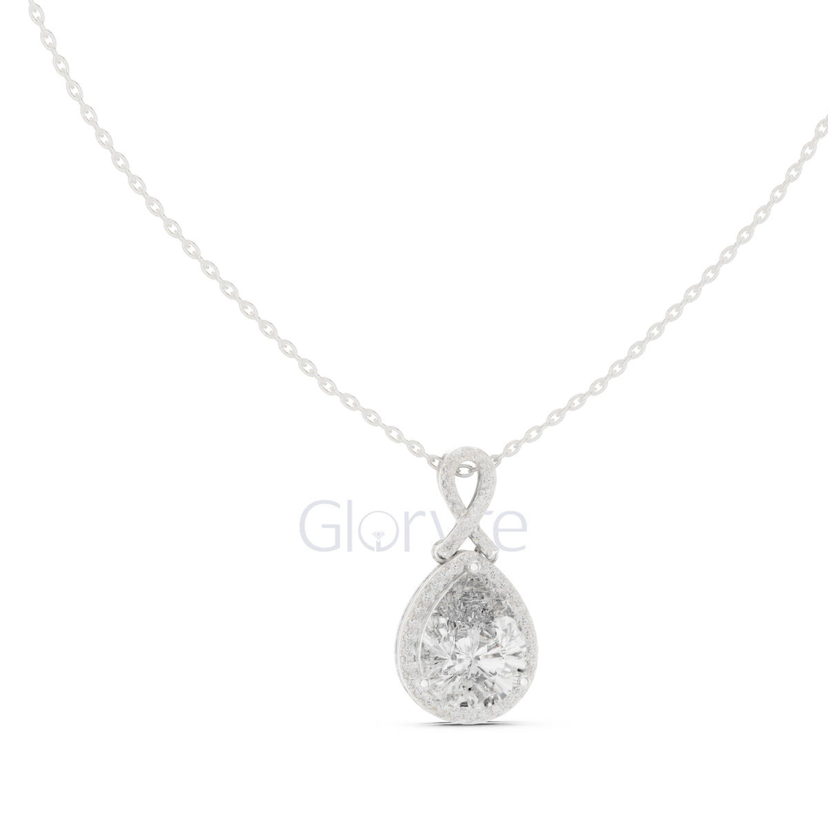 Infinity Halo Pear Pendant Necklace