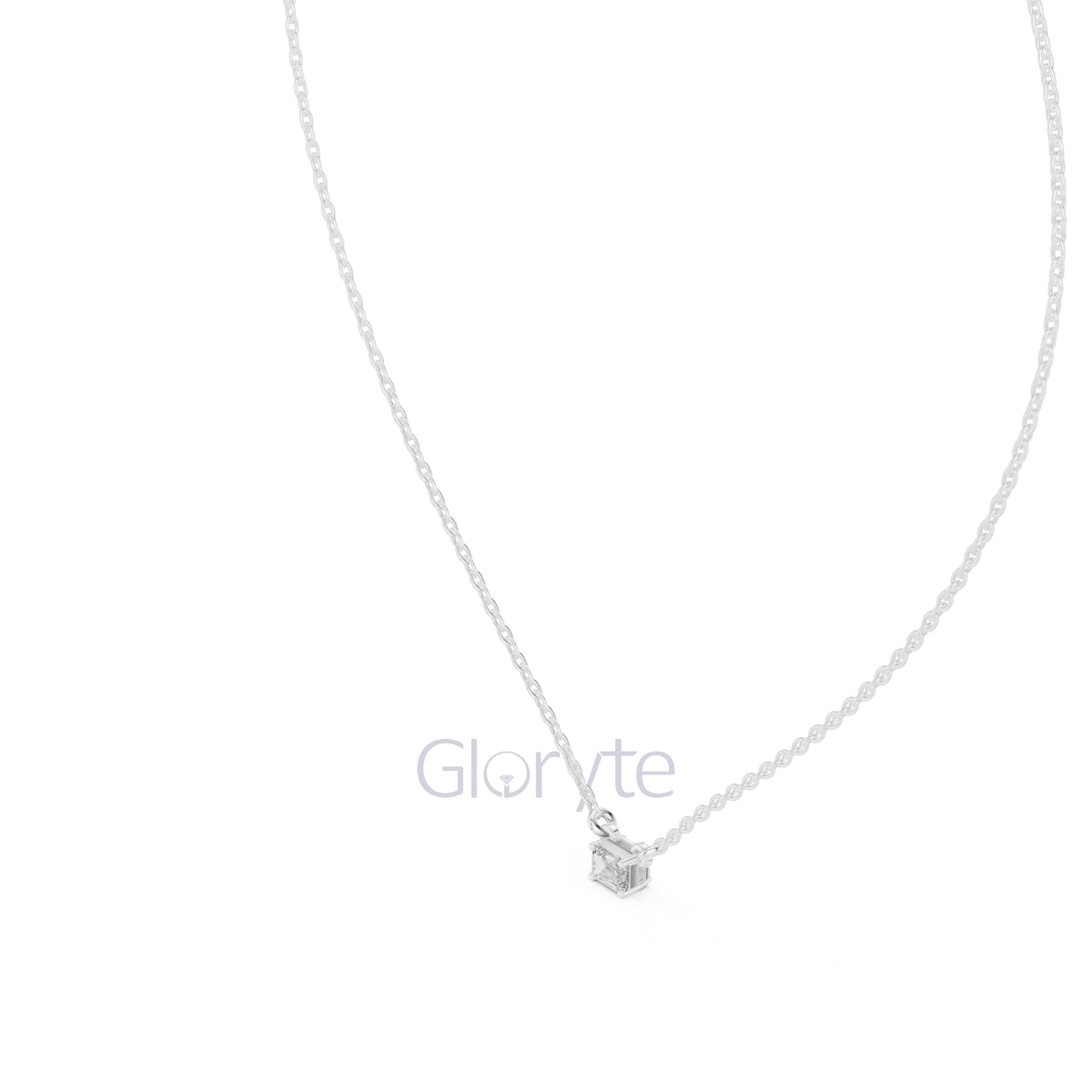 Emerald Cut Solitaire Diamond Pendant Necklace