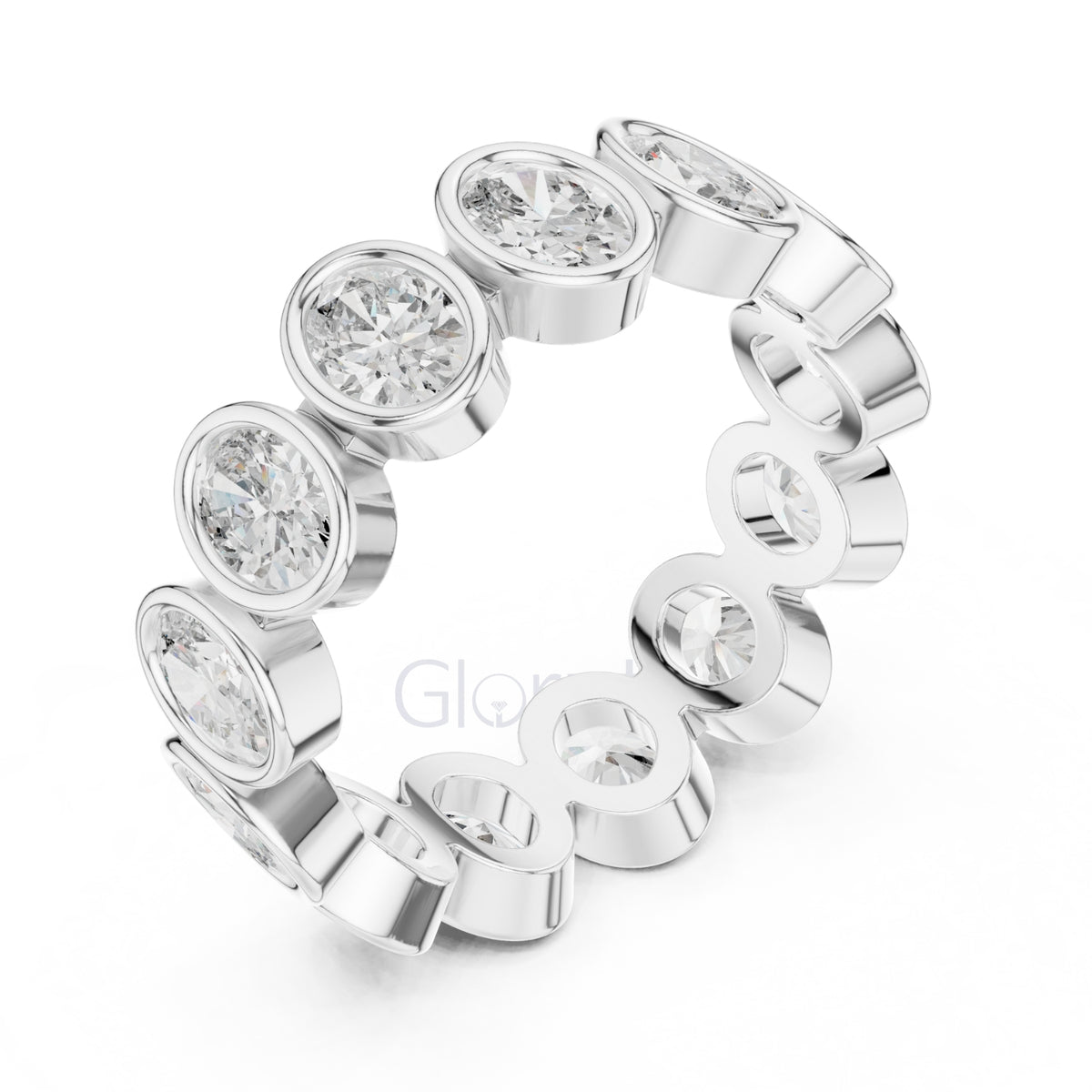 Oval Diamond Bezel-Set Eternity Band