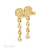 Princess Halo Cut Diamond Drop Earrings