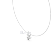Diamond Floral Pendant Necklace with Marquise & Pear Cut Stones – Includes Chain